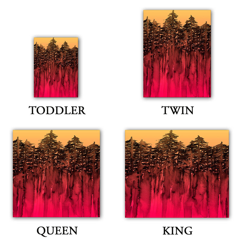 Polyester Duvet Cover, Queen Duvet Cover + 2 Standard Shams, Hot Pink/Tangerine/Black