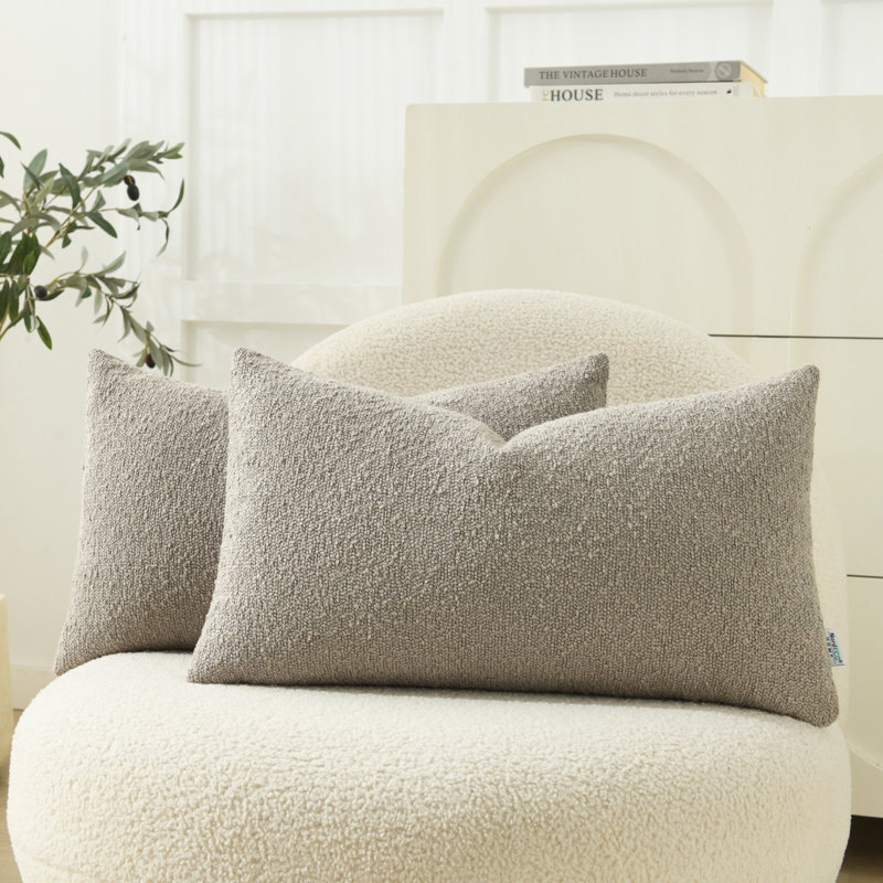Housses de coussin texturées, Gris clair, Rectangle 14"H x 22"W