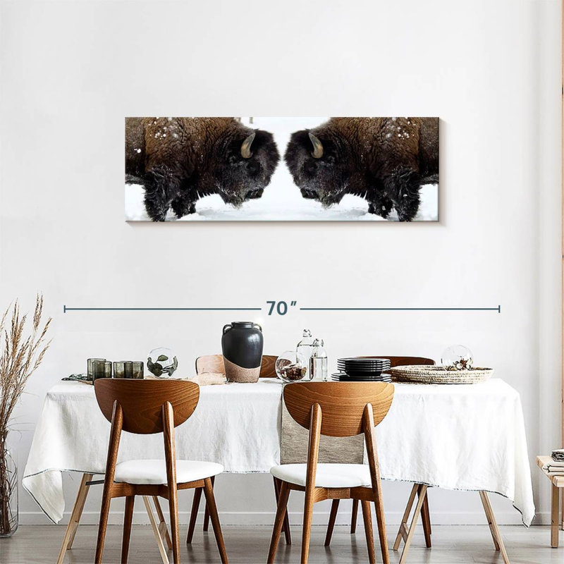 Bison Clash sur impression sur toile, H 18 po x l 54 po x P 1,25 po