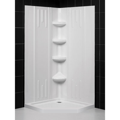 Qwall 40" W x 75.63" H Framed Neo-angle Shower Stall and Base Included