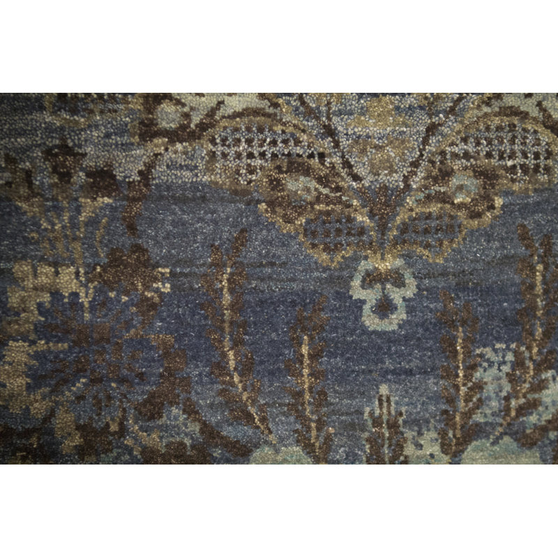 Hand-Knotted High-Quality Blue and Brown Area Rug
