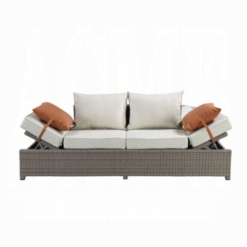Canapé de patio Salena avec 2 coussins et repose-pieds