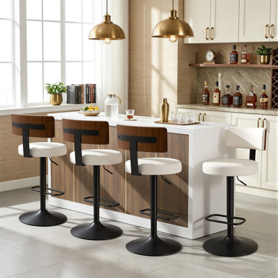 Sonja Swivel Adjustable Height Bar Stools Set Of 4, 25-33" Upholstered Counter Stool With Metal Frame