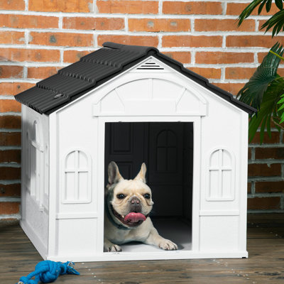Maison grise canine - eau, pour chien de taille moyenne et petite, gris, imperméable, jolie conception de fenêtre