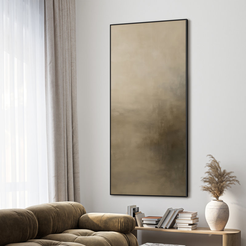 Très grande reproduction d'art sur toile - Paysage neutre et doux de couleur taupe et beige pour le salon ou la chambre à coucher - «Assemblage requis du cadre (cadre non fini)»