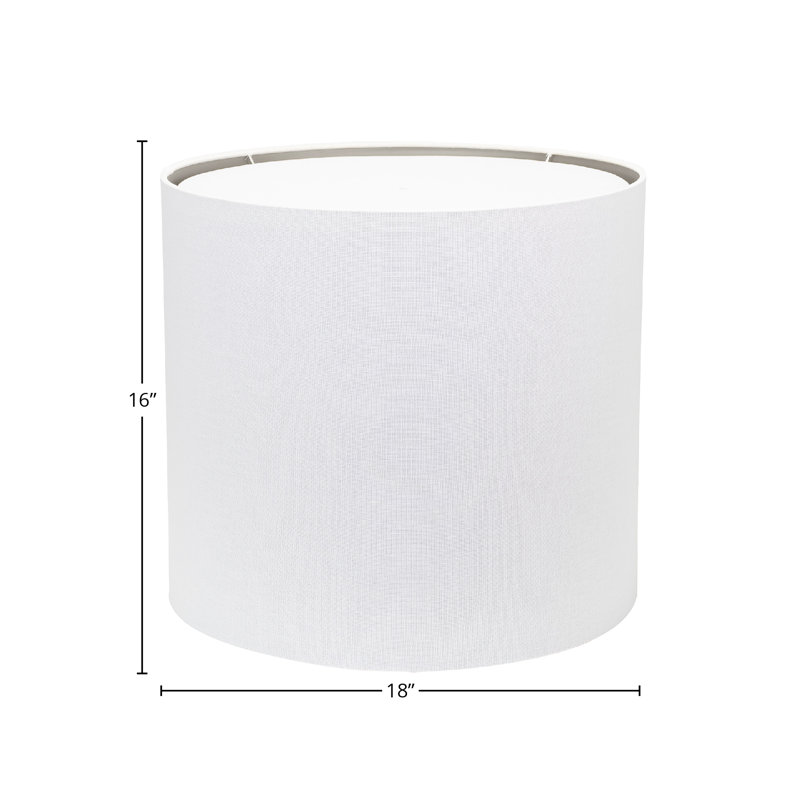Drum Lamp Shade, 16" H x 18" W x 18" D, White/Silver