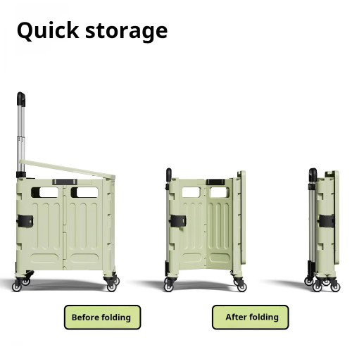 Foldable Storage Box & Folding Shopping Cart With 4 Rotating Wheels, Telescopic Handle For Easy Transport - Ideal For Shopping, Camping