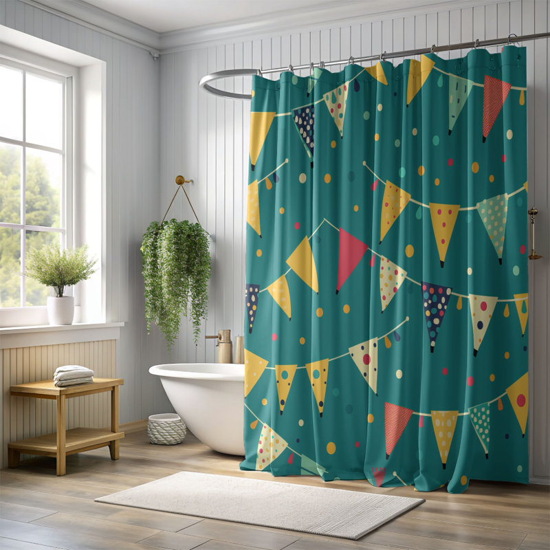 Festive Celebrations - Rideau de douche Premium, H 74 po x l 71 po