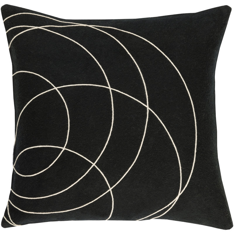 Coussin en laine Bold, 18 po x 18 po, Mauve / crème, Duvet / plume