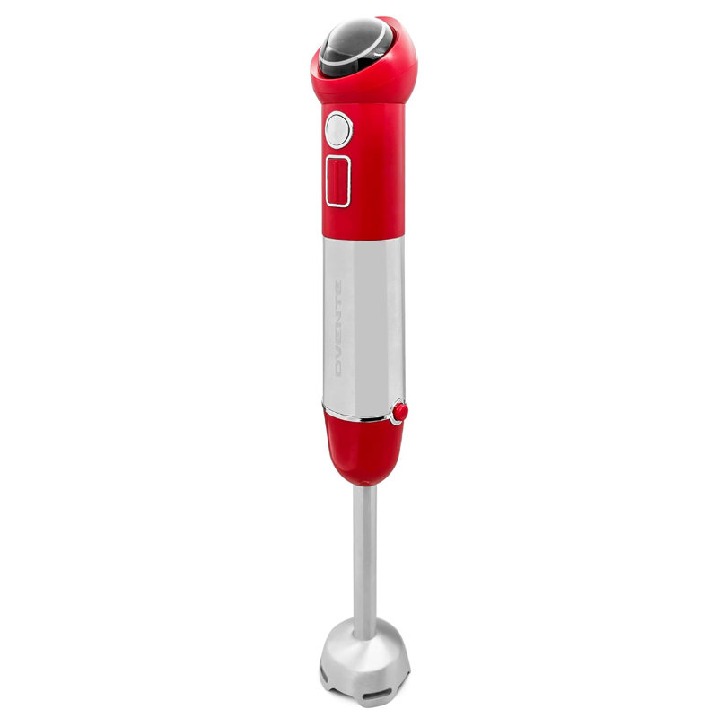 OVENTE Cordless Immersion Hand Blender, 300W Rechargeable Handheld Portable Stick Mixer with Speed Pulse Activating Sensor and Stainless Steel Blades for Smoothies, Shakes or Baby Food, Red HR995R