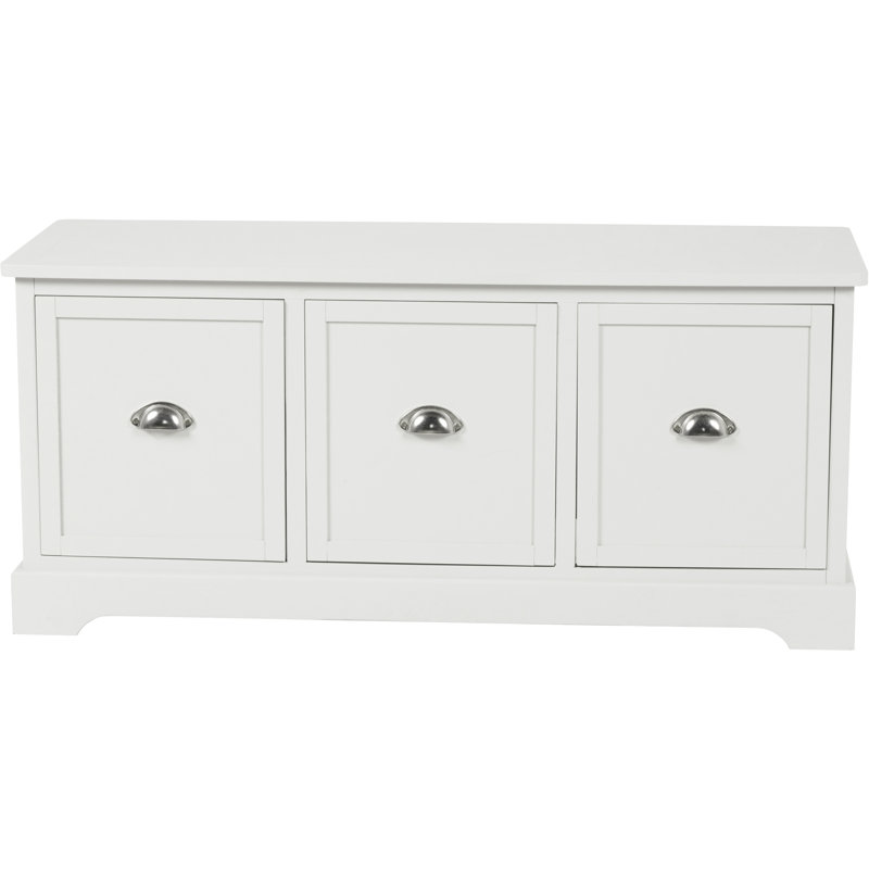 107 cm W Chest of 3 Drawers, Airy Linen/Silver