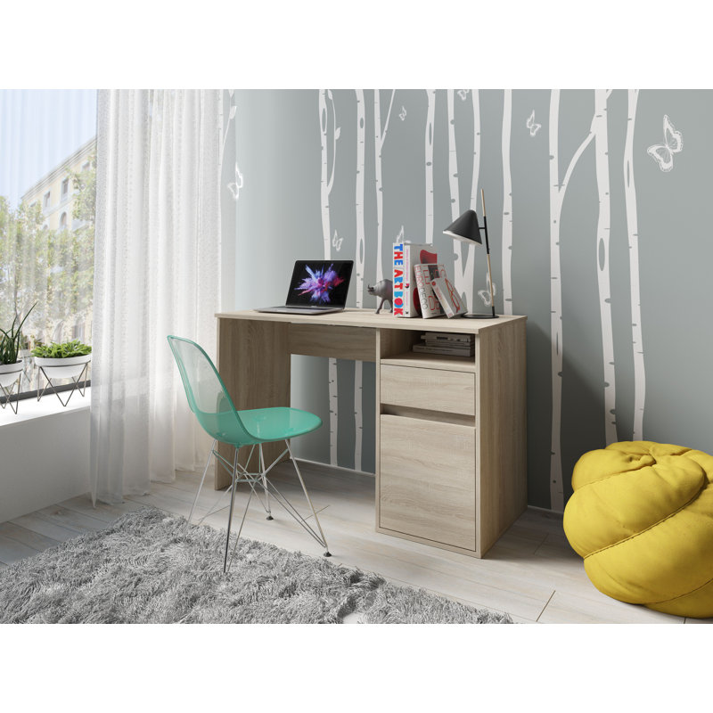 Raymen Desk with drawer and door: 120cm W x 75.5cm H x 53cm D., Natural