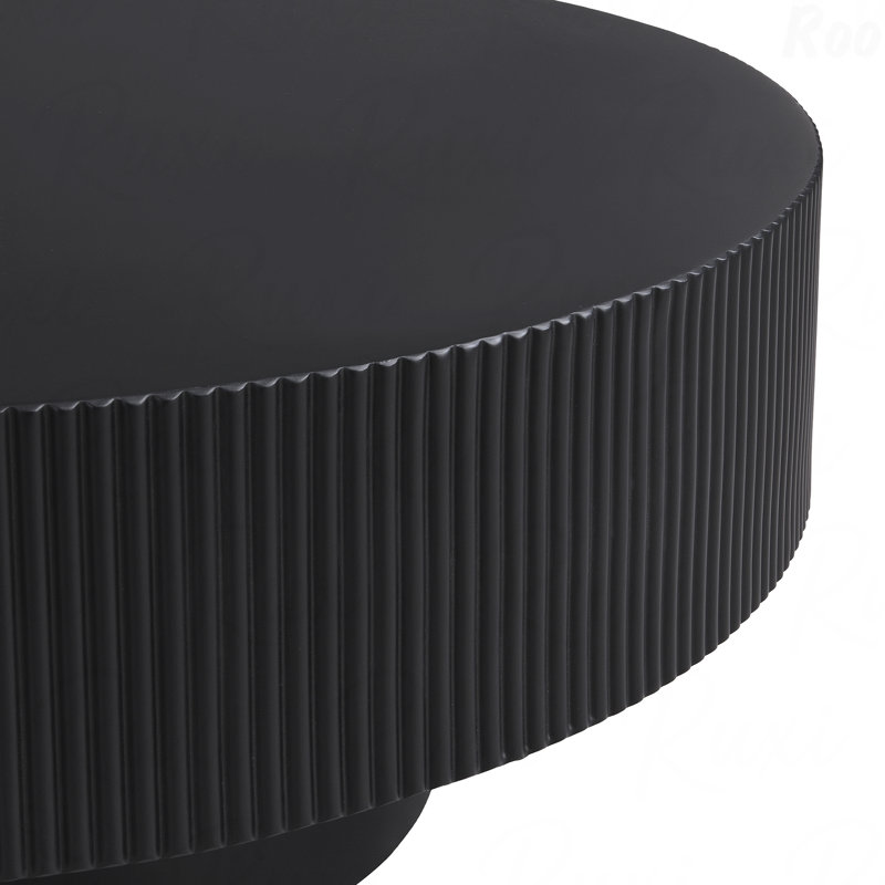 Table basse de 31,5 po de largeur et de 13,7 po de hauteur avec table de bout de 6,8 po d'épaisseur, table de bout moderne à centre cannelé minimaliste avec base robuste pour le salon (ancien numéro de référence: N721p249237b)