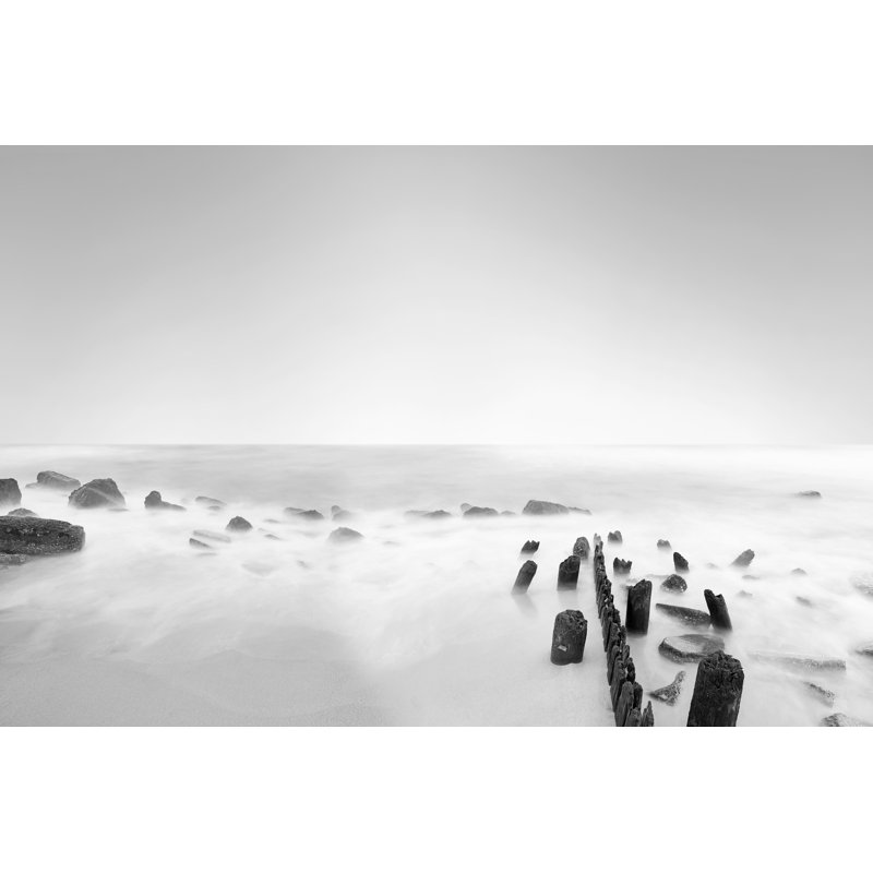 Black And White Water Panel III by James McLoughlin - Print on Canvas, 20 cm H x 30 cm W, Black Floater Framed
