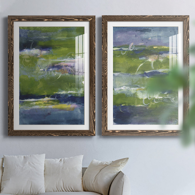 Bales Of Color I - ensemble de 2 peintures encadrées, H 31,5 po x l 47 po x P 1,5 po, Noyer