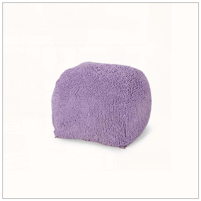 Pouf carré en microfibre chenille couleur lavande