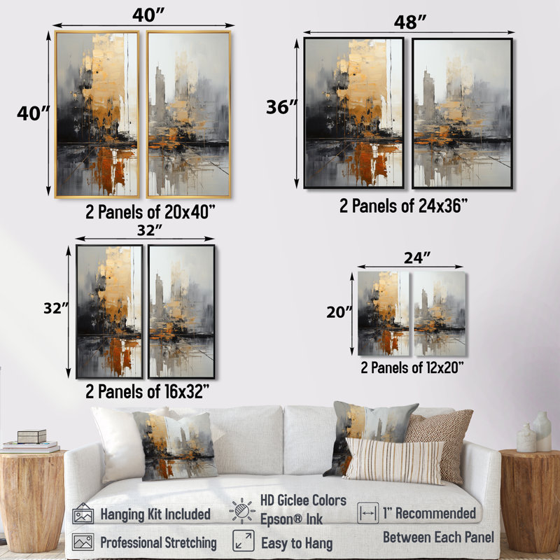 Coucher de soleil à New York - art mural grand paysage urbain, H 36 po x l 48 po, Impression encadrée flottante, Blanc