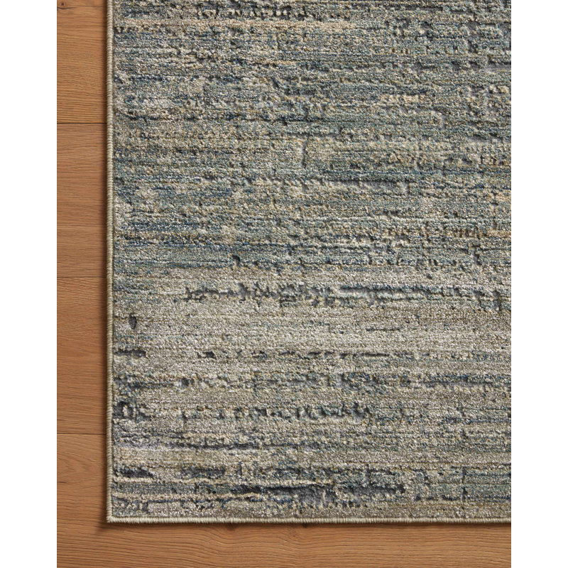 Machine Woven Polypropylene/Polyester Area Rug in Beige/Blue, Runner 2'6" x 10'