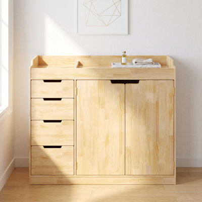 Solid Wood Changing Table With 4 Drawers, Cabinet, Safe & Easy Access – Nursery Dresser