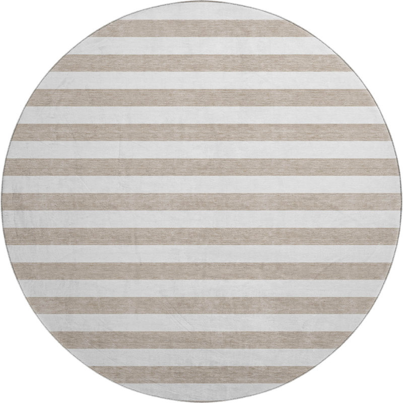 Premium Machine Washable Cerrito AMF528 Taupe 8' x 10' Rug, Rond 8 pi
