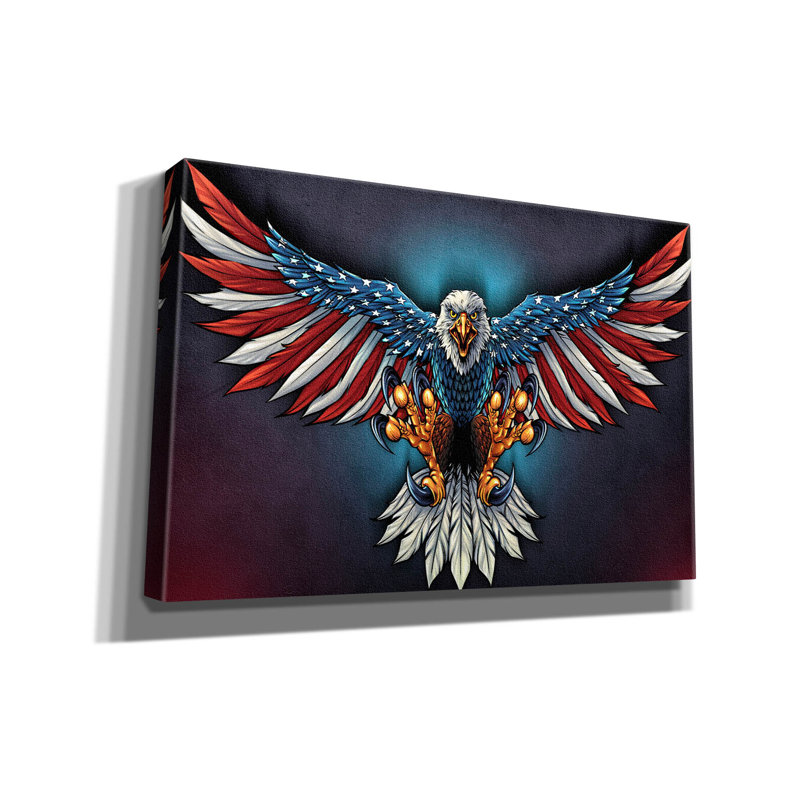 Impression sur toile Ruddell Eagle avec ailes de drapeau américain, H 12 po x l 18 po x P 0,75 po