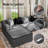 6 Seat Sectional Sofa, 134" Wide Modern Soft Gray Sofa Couch , No Assembly Required, For Living Room Office Apartment-106543141