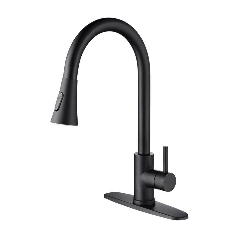 Robinet de cuisine avec douchette extractible, Noir mat