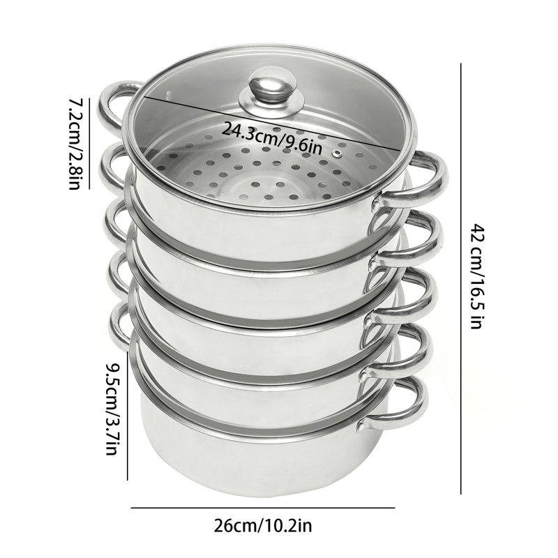 Pot à vapeur en acier inoxydable à 5 niveaux