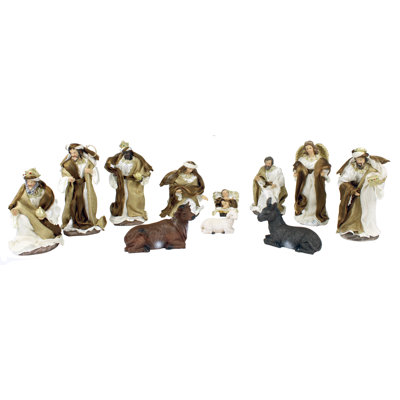 11 Piece Brown Fabric Nativity