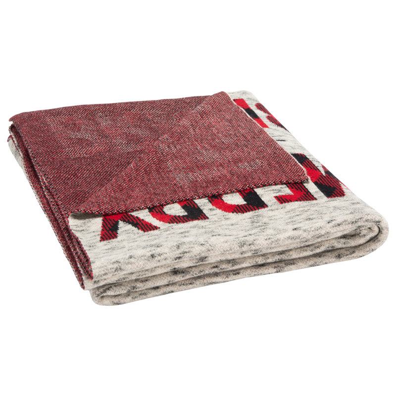 Merry and Bright Grey and Red Cotton Throw Blanket