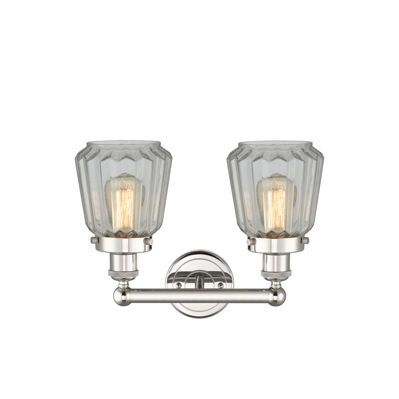 Éclairage pour meuble-lavabo à intensité variable à 2 lumières Aretzy, Transparent, Nickel poli