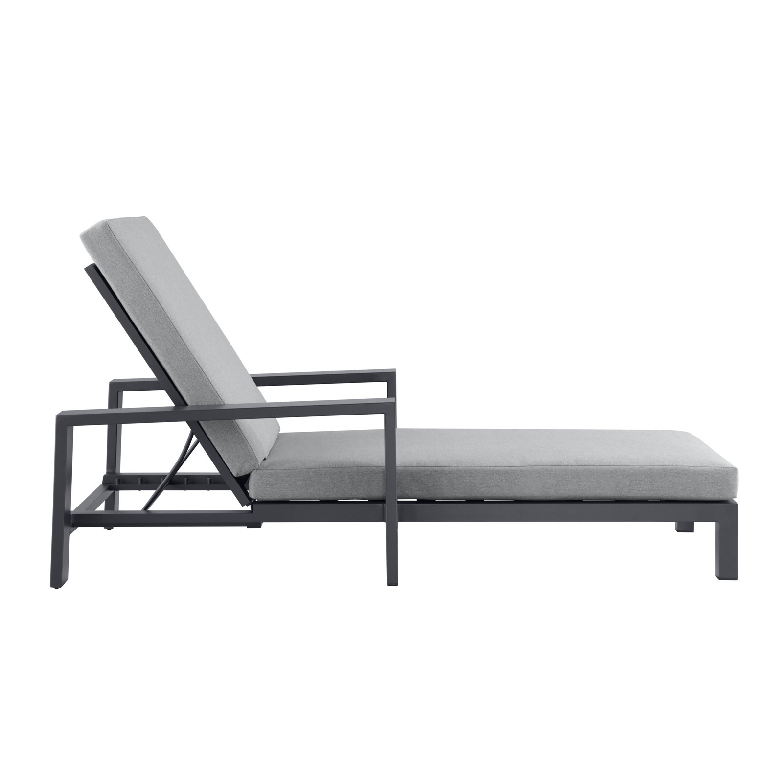Hoyt 35'' Outdoor Metal Chaise Lounge, Flint Gray Cushion/Slate Black Frame