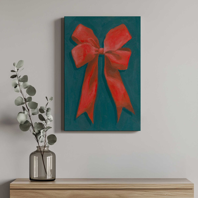«Christmas Bow II» par Grace Popp, reproduction d'art sur toile, H 18 po x l 12 po