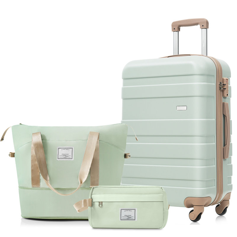 Ensemble de 3 valises - Valise à carreaux 24 po avec sac de toilette à sec TSA