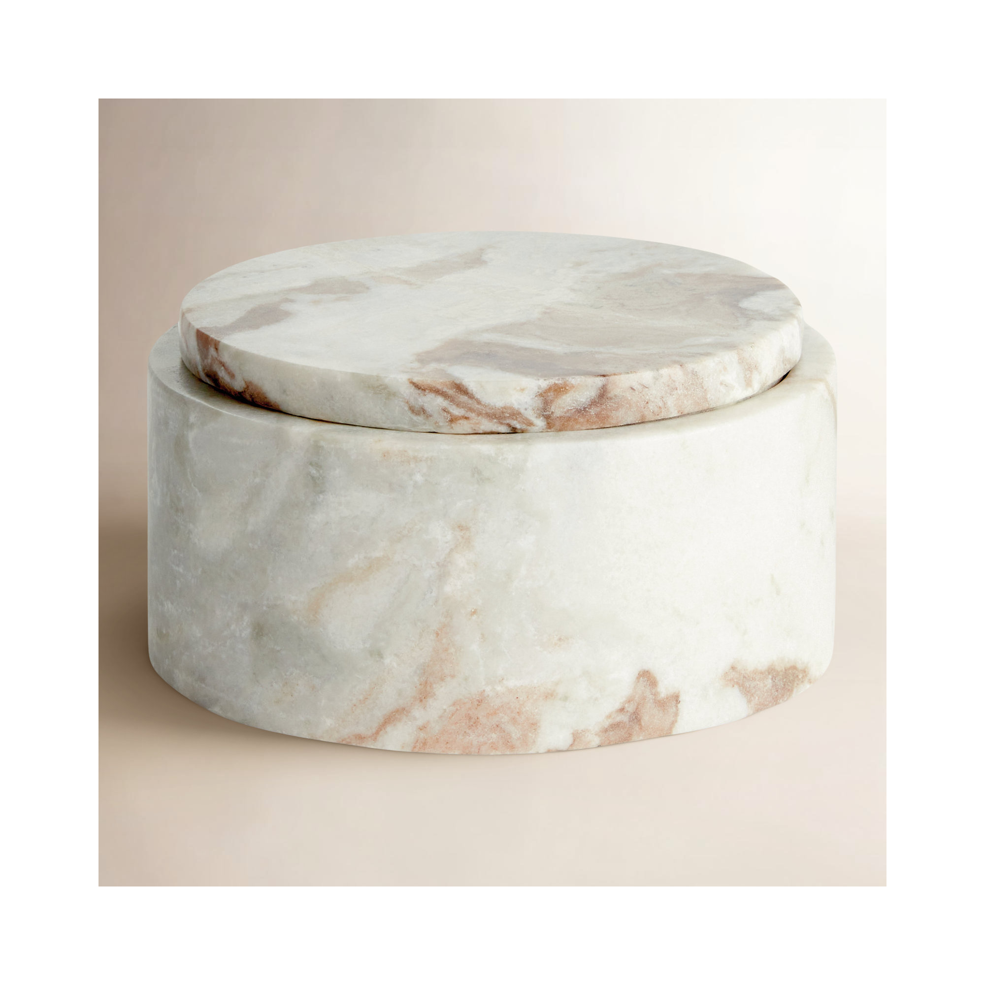JAQUELINE ROUND LIDDED BOX SHORT, 3.5" H x 7" W x 7" D