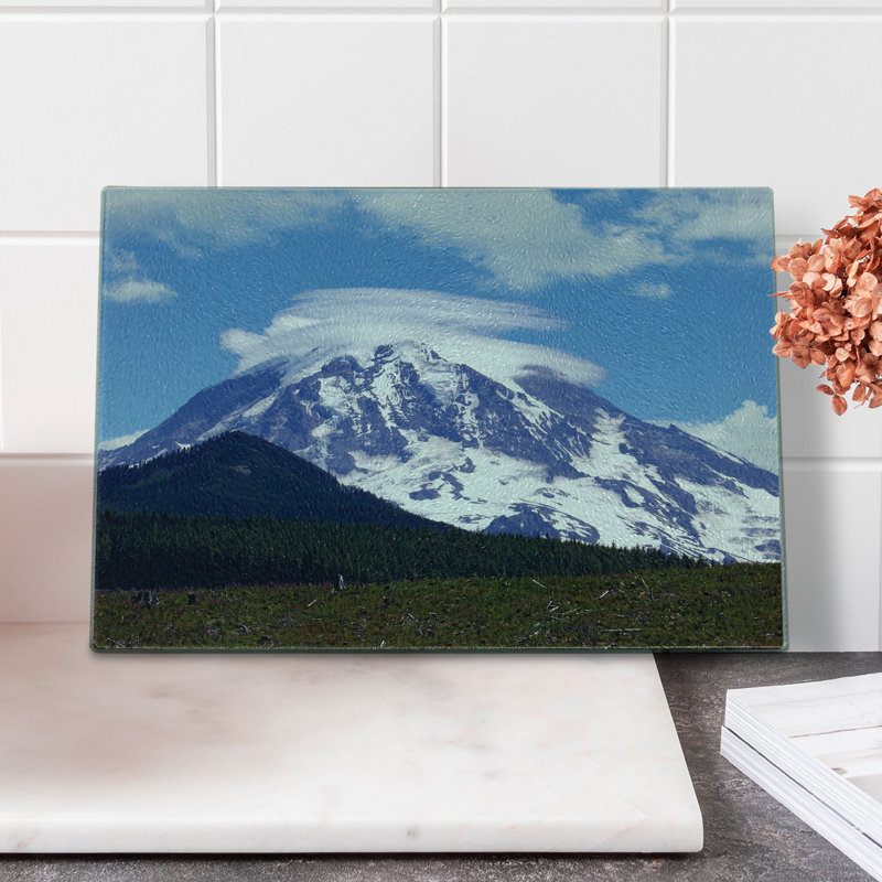 Multicolore Ambesonne - planche à découper en verre trempé Mt Rainier