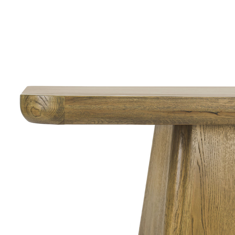 Pedestal Dining Table, 30" H x 95" L x 42" W, Light Brown