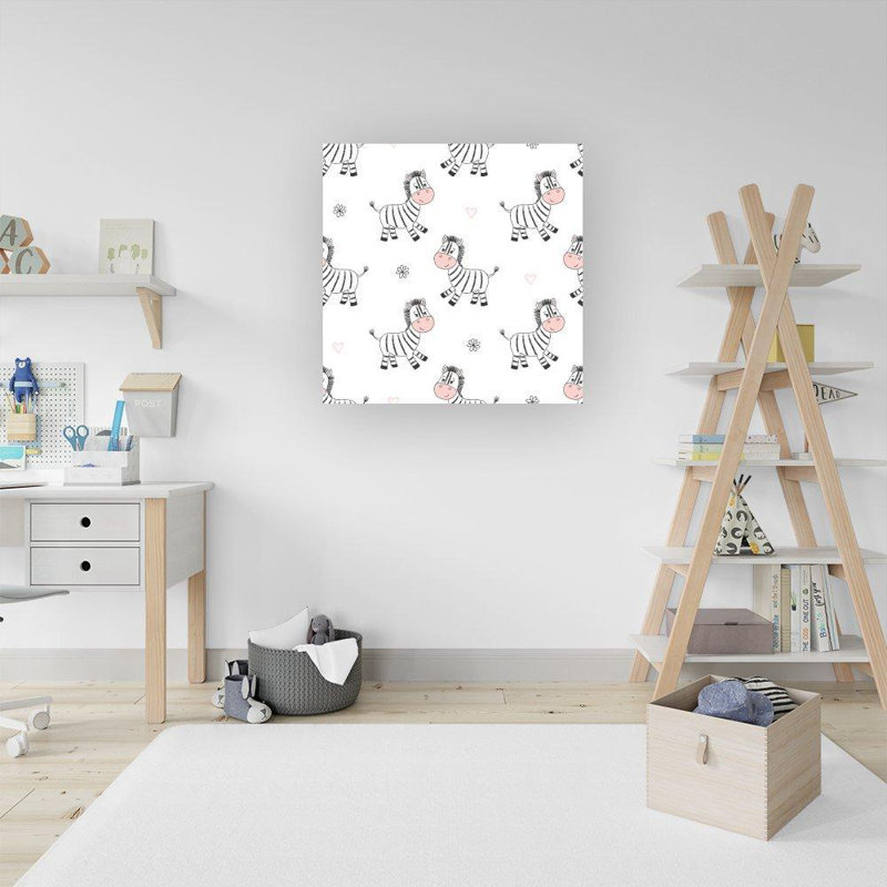 Cute Hand Drawn Zebra - Wrapped Canvas Print, 30cm H x 30cm W x 3.8cm D