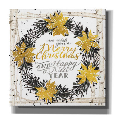 «We Wish You a Merry Christmas Birch Wreath» par Cindy Jacobs, reproduction d'art sur toile