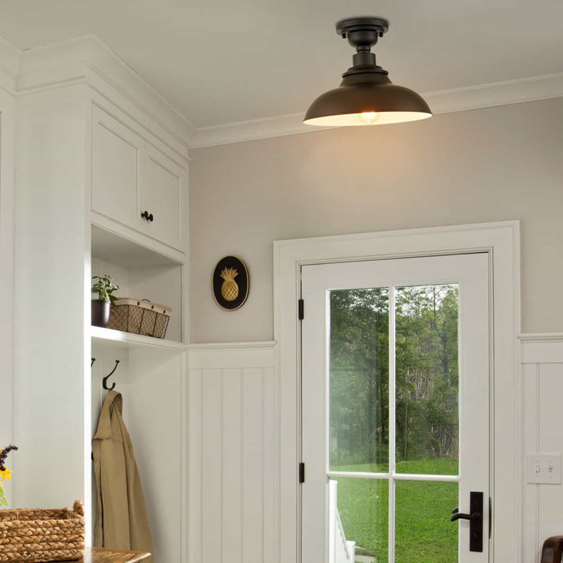 Plafonnier semi-encastré 12 lumières Flavia Farmhouse, Noir