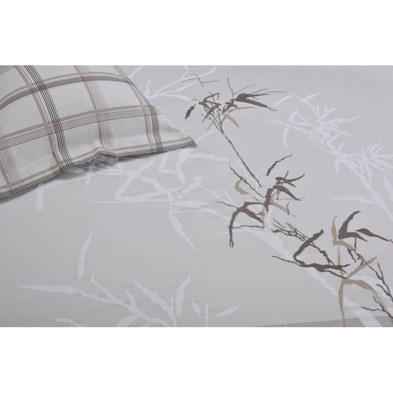 Elmwood Gray Cotton Full/Queen 3-Piece Duvet Cover Set