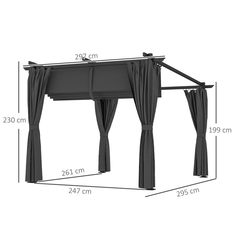2.3m x 2.97m x 2.95m Pergola, Dark Grey