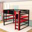 Lit mezzanine avec bureau, lumières RVB, support de rangement latéral et tablettes multiples-680192007-680192016