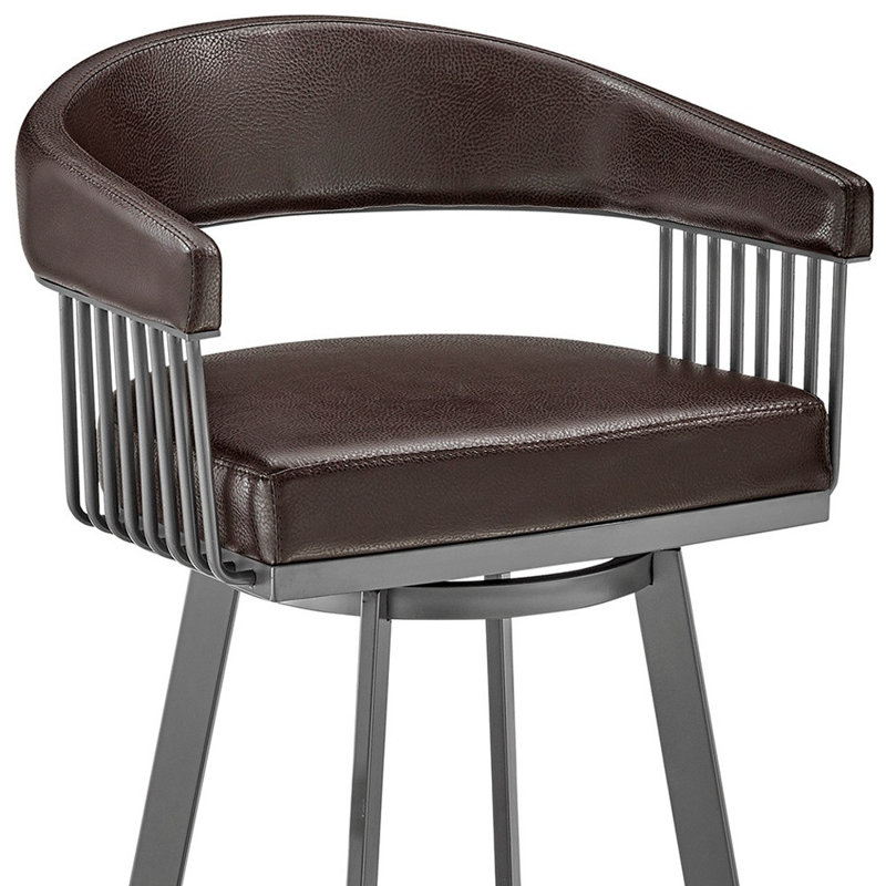 Tabouret de bar pivotant en similicuir Mod, Tabouret de comptoir (siège d'une hauteur de 25 p, Siège chocolat / cadre brun