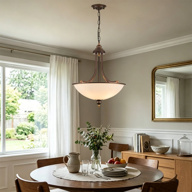 Suspension traditionnelle en verre à 4 lumières - 48 cm (18,9 po) avec variateur, Oil Rubbed Brown