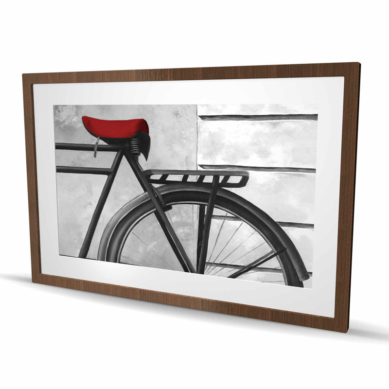 Vélo arrière - imprimé mat gris encadré | Décoration intérieure, Brun, H 24 po x l 36 po