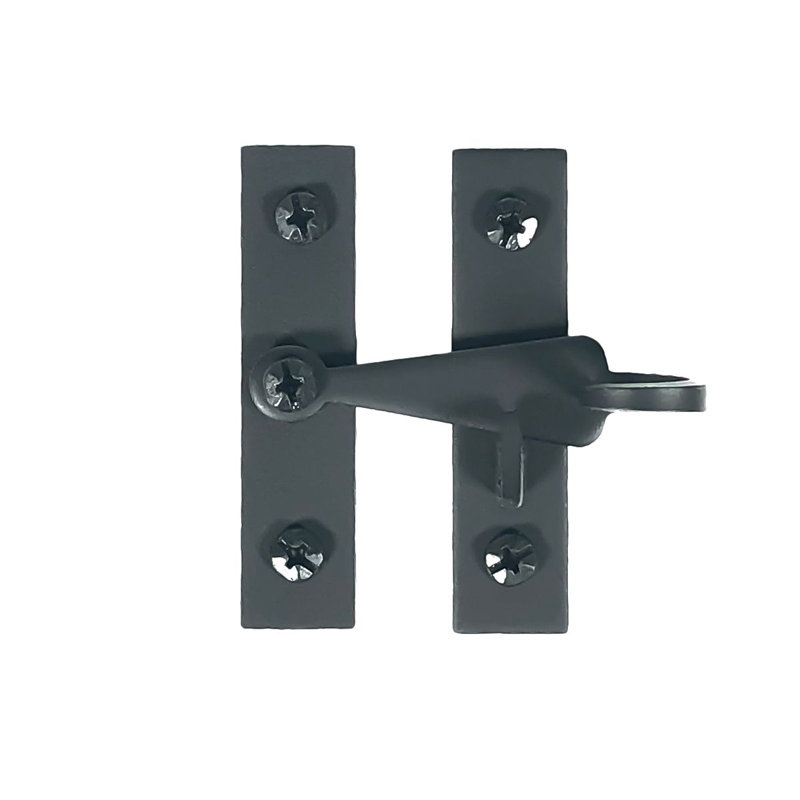 Smooth Black Iron Pigtail Cabinet Latch