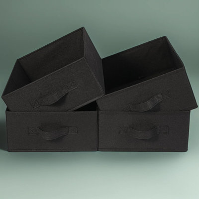 Ensemble de 4 bacs de rangement en tissu, paniers de rangement rectangulaires avec poignées, organisateur de placard pliable pour vêtements, serviettes, literie, livres, contenant à vêtements pliable pour tablettes et chambre à coucher