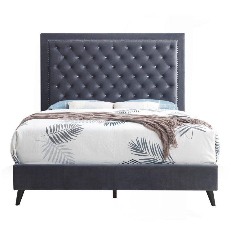 Chic Gray Queen Bed For Modern Spaces