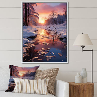 Winter Sunset Snowfall I, reproduction d'art sur toile